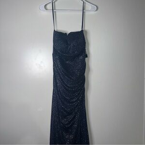 City Studio Strapless Navy Blue  Dress with Silver Accents